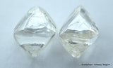 2.23 carats G VVS1 pair of natural uncut diamonds rough out from diamond mine