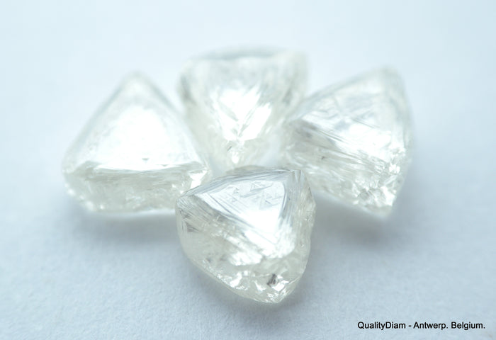 4.29 CARATS G VVS2 BEAUTIFUL SET OF TRIANGLE SHAPE NATURAL UNCUT DIAMONDS ROUGH