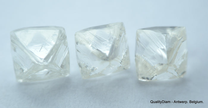 3.25 CARATS RARE WHITE PAIR OF NATURAL UNCUT DIAMONDS ROUGH OUT DIAMOND MINE