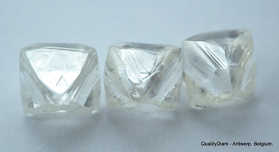 3.25 CARATS RARE WHITE PAIR OF NATURAL UNCUT DIAMONDS ROUGH OUT DIAMOND MINE