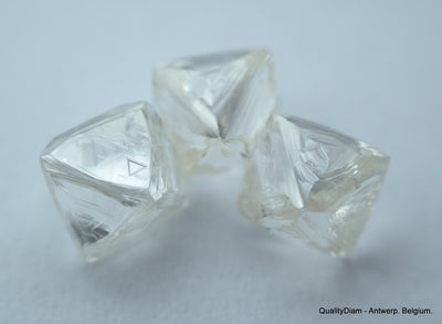 3.25 CARATS RARE WHITE PAIR OF NATURAL UNCUT DIAMONDS ROUGH OUT DIAMOND MINE