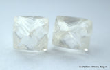 2.11 carats G VVS1 pair of natural uncut diamonds rough out from diamond mine