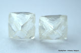 2.11 carats G VVS1 pair of natural uncut diamonds rough out from diamond mine