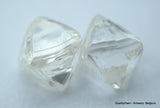 2.01 carats H VVS1 pair of natural uncut diamonds rough out from diamond mine