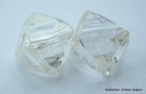 2.01 carats H VVS1 pair of natural uncut diamonds rough out from diamond mine