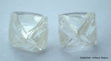 2.01 carats H VVS1 pair of natural uncut diamonds rough out from diamond mine