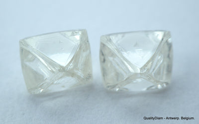 1.85 carats pair of natural uncut diamonds rough, out from diamond mine