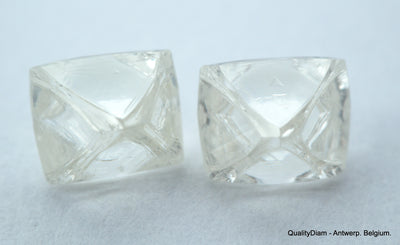 1.85 carats pair of natural uncut diamonds rough, out from diamond mine