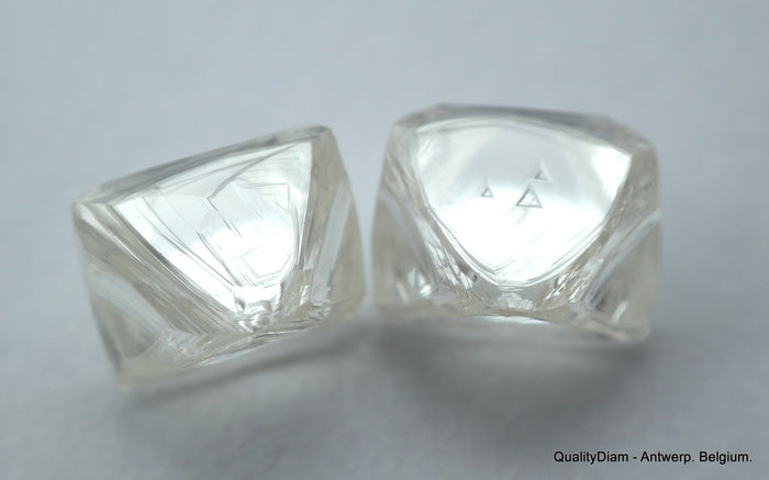 1.85 carats pair of natural uncut diamonds rough, out from diamond mine