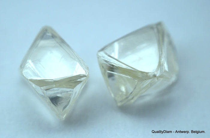 1.85 carat pair of natural uncut diamonds rough, out from diamond mine