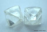 1.87 carats G VVS1 pair of natural uncut diamonds rough, out from diamond mine
