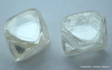 1.91 carat pair of natural uncut diamonds rough, out from diamond mine