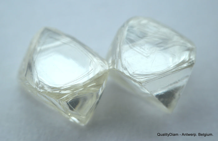 1.91 carat pair of natural uncut diamonds rough, out from diamond mine