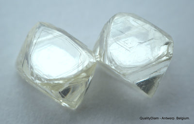 1.91 carat pair of natural uncut diamonds rough, out from diamond mine